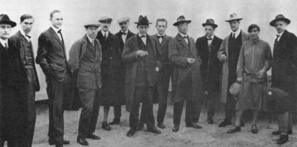 The Bauhaus masters on the roof of the new Bauhaus building, 1926 (Gunta is the only woman in the photograph) 