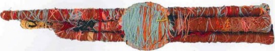 An early piece by fiber artist Judith Scott - sometimes referred to as a totem