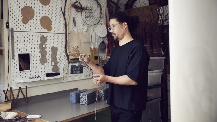 Kazuhito Takadoi in his studio. Photo: Alun Callender/jaggedart.