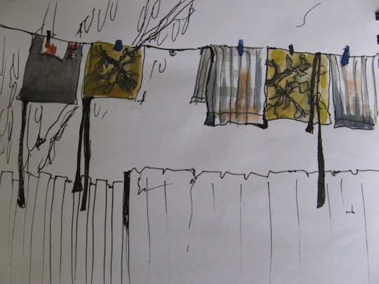 A sketch of a washing line by textile artist Cas Holmes